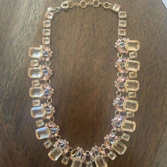 J Crew Cluster drop stone necklace peach color - Picture 5 of 9